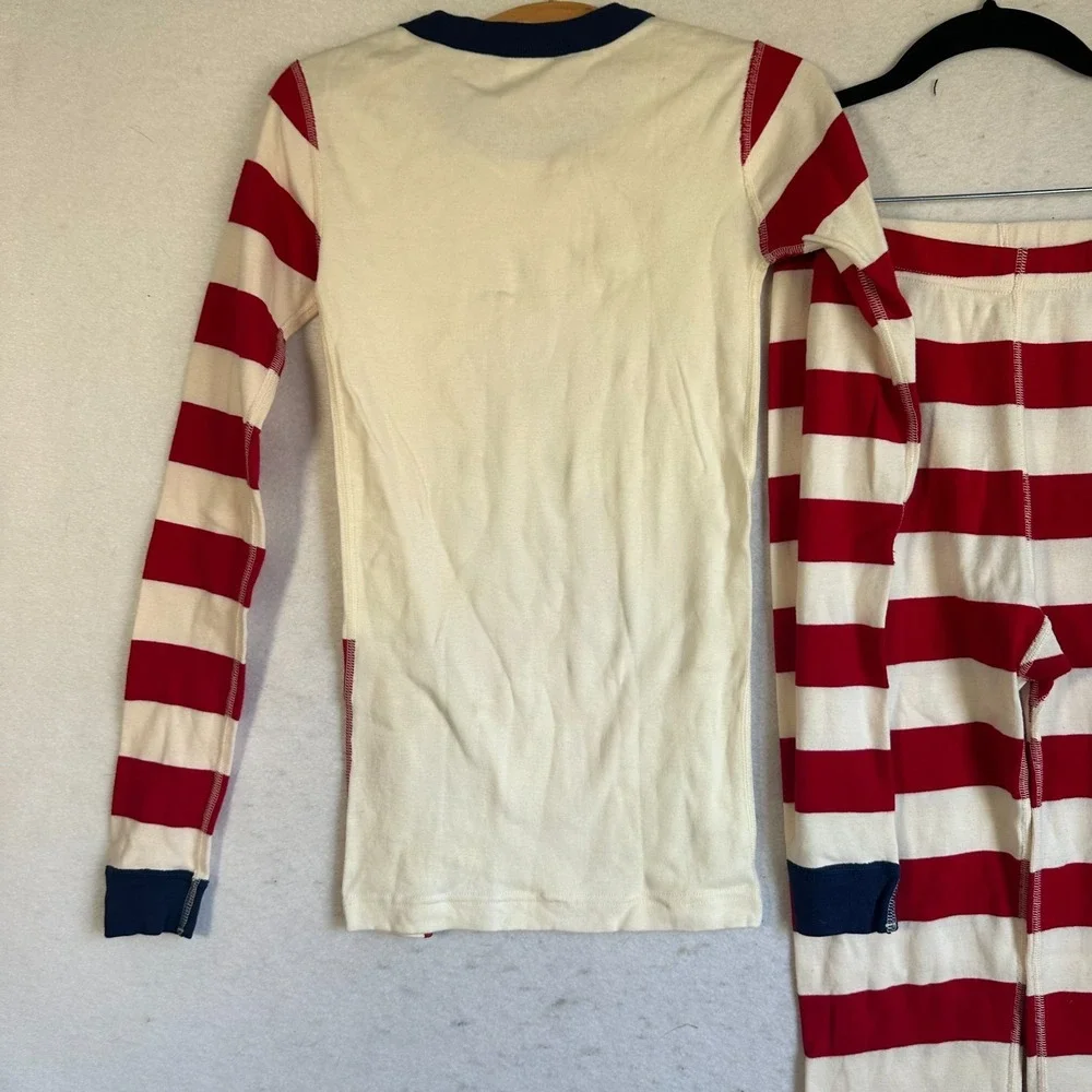 Hanna Andersson Pajama set sz 12 red white reindeer top bottom Christmas holiday